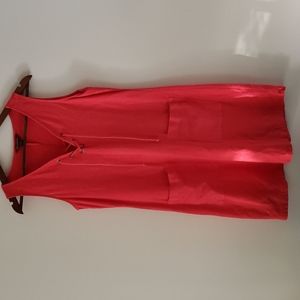 Tommy Bahama Sleeveless Shift Dress with Lace Front in Coral